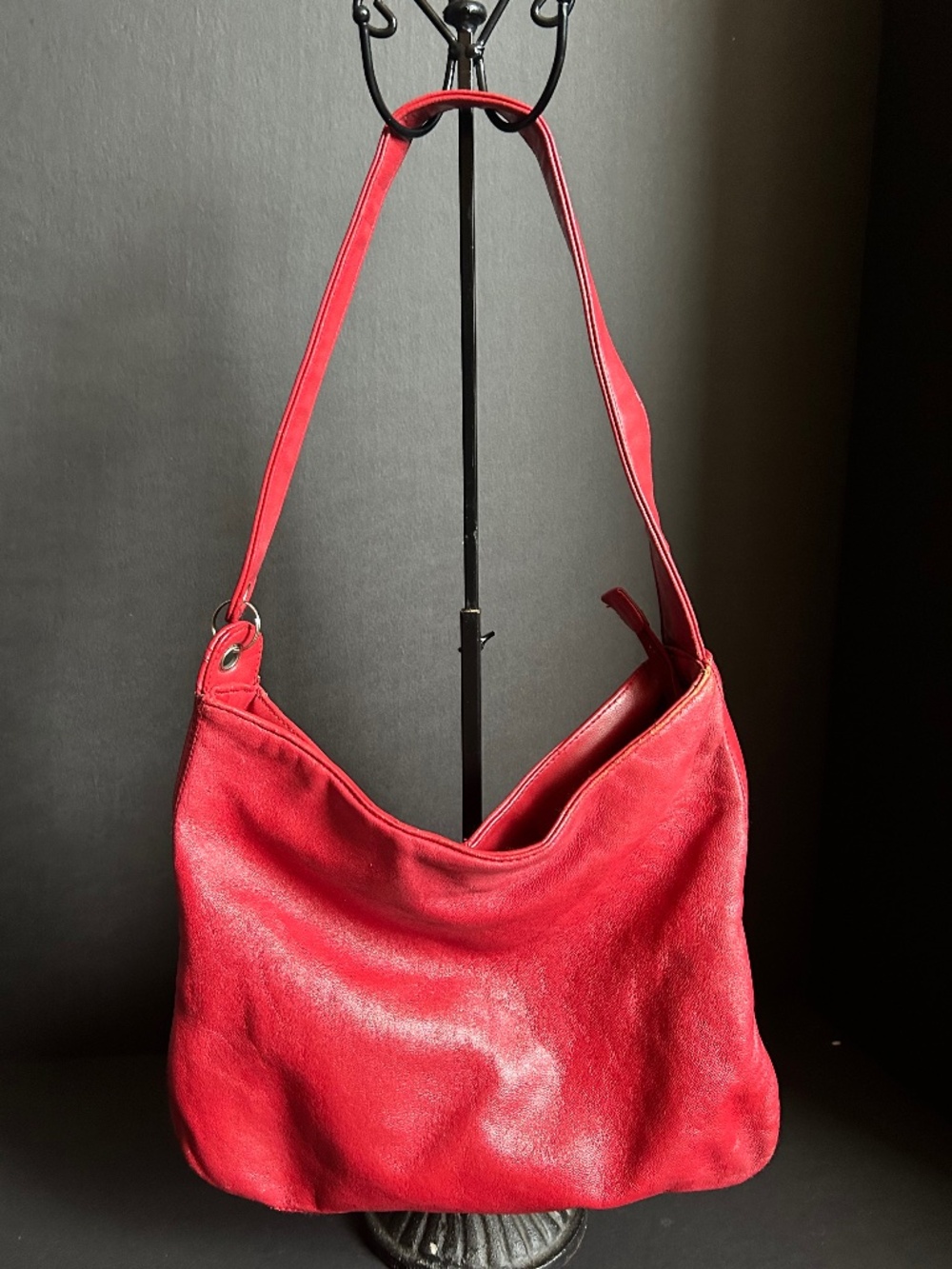 Marlo Genuine Leather Red Hobo Shoulder Bag | Soft Leather Zip Top Purse